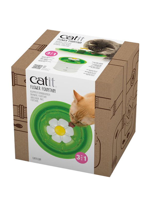 Catit Water Flower Fountain with Triple Action Filter for Cats, Multicolour