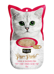 Kit Cat Purr Puree Tuna and Smoked Fish Grain Free Wet Cat Food, 4 x 15g