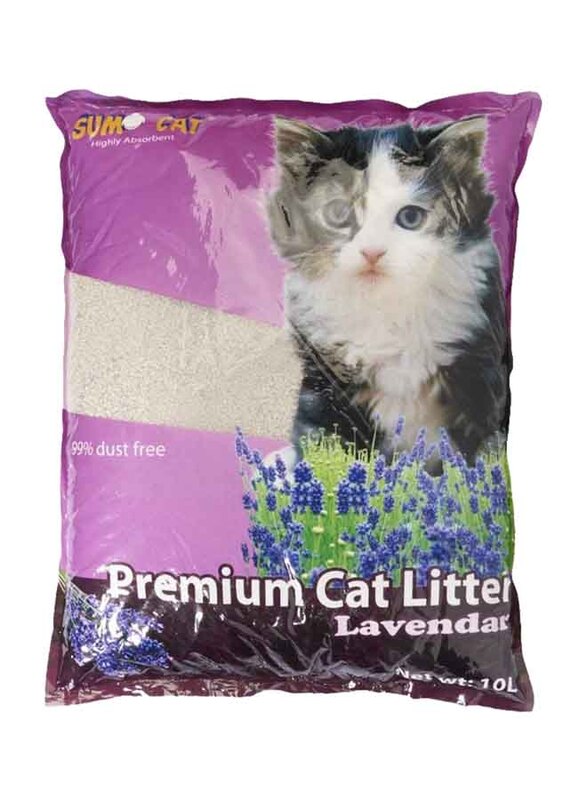 Sumo Cat Premium Clumping Lavender Scent Cat Litter, 10 Liter, White