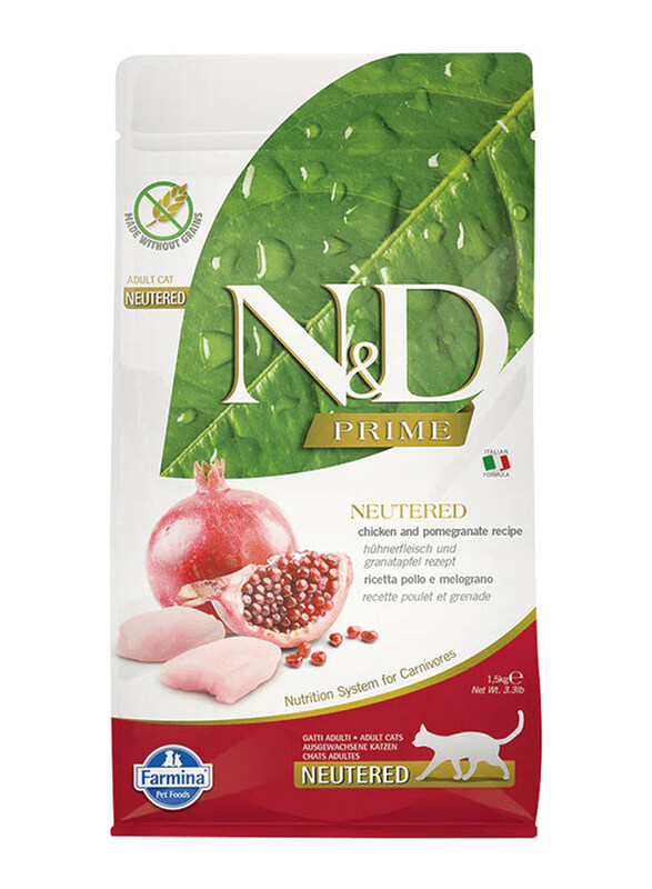 

Farmina N & D Pomegranate and Chicken Adult Cat Dry Food Neutered, 1.5 Kg