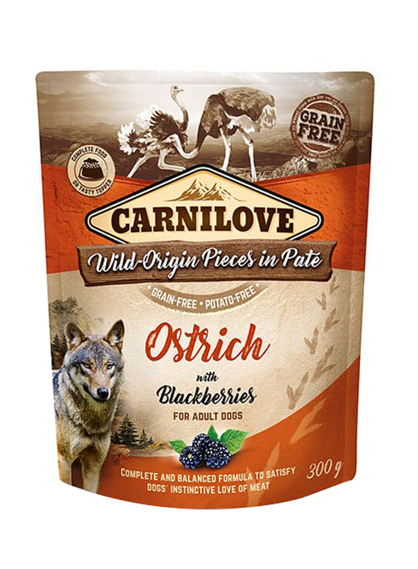 Carnilove Ostrich With Blackberries for Adult Dogs Wet Food, 12 x 300gm