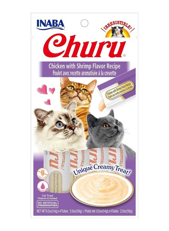 

Inaba Churu Creamy Chicken & Shrimp Treats Wet Cat Food, 4 x 14g