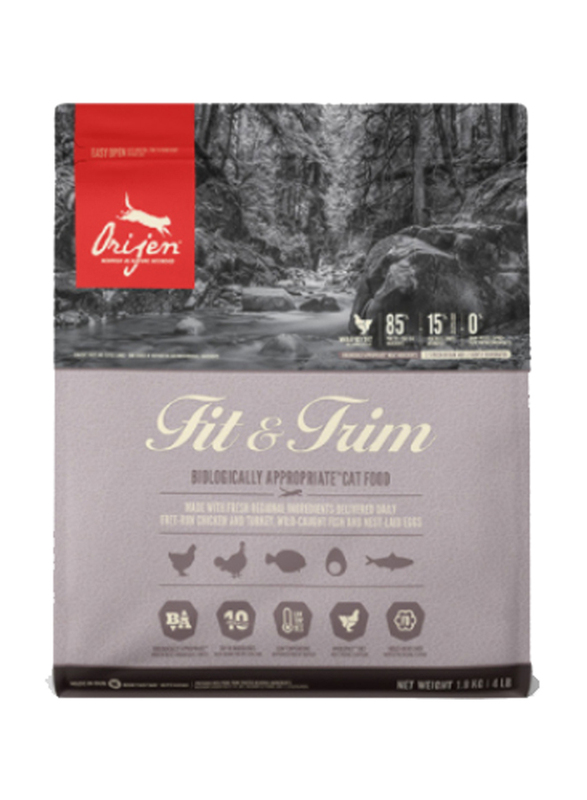 

Orijen Fit & Trim Made with Free Run Chicken & Turkey Wild Caught Fish & Nest Laid Eggs Dry Cat Food, 1.8 Kg