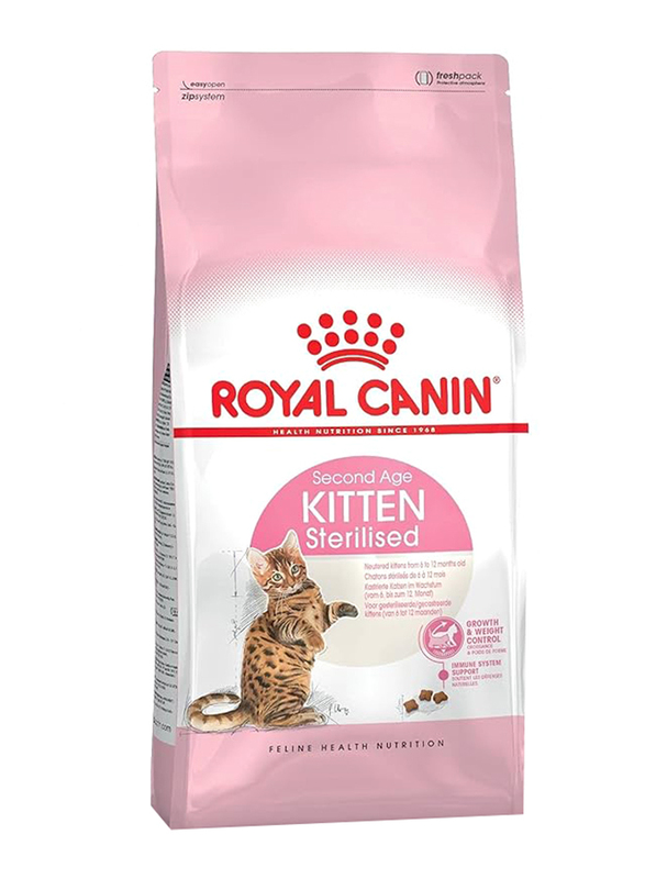 Royal Canin Feline Health Nutrition Second Age Sterilised Cat Dry Food for Up to 6-12 Months Kitten, 2 Kg