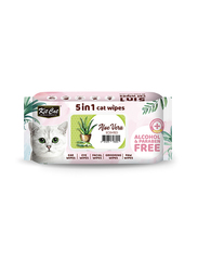 Kit Cat 5in1 Aloe Vera Scent Cat Wipes, 80 Wipes