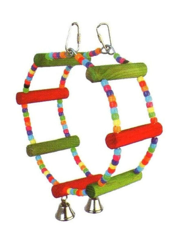 

Pado Multicolour Wooden Hanging Bird Toy with Beads and Bells, Multicolour