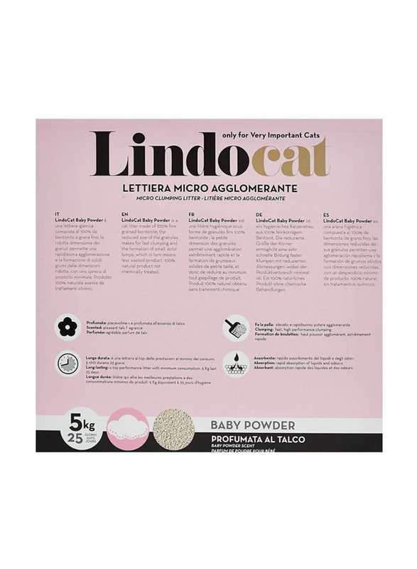 Lindocat Cat Baby Powder Scented Micro Clumping Litter, 5 Kg, Multicolour