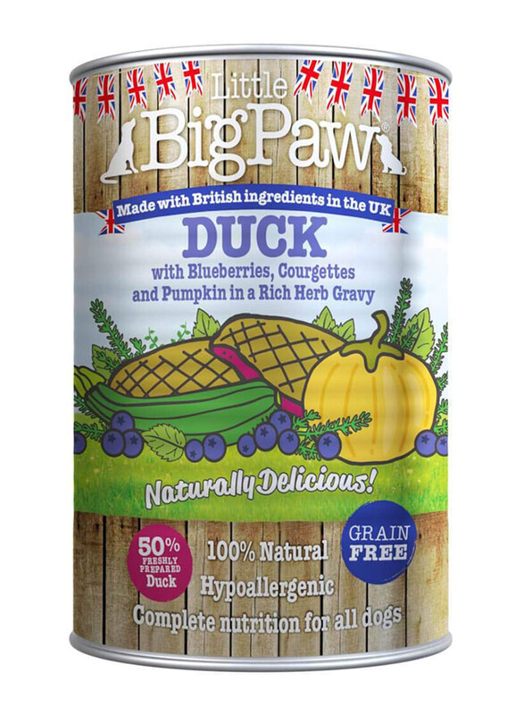 

Little Big Paw Duck with Blueberries, Courgettes & Pumpkin in Rich Herb Gravy Dog Wet Food, 390g