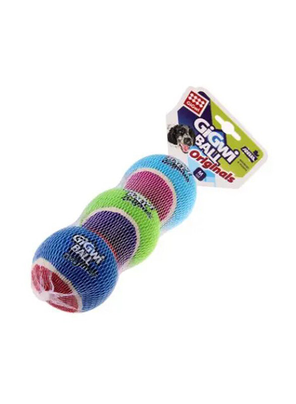 

Gigwi Originals Medium Multi-coloured Squeaky Tennis Balls for Dogs, 3 Pieces, Multicolour