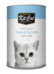 Kit Cat Wild Caught Tuna and Salmon Cat Food Grain Free Wet Cat Food, 400g