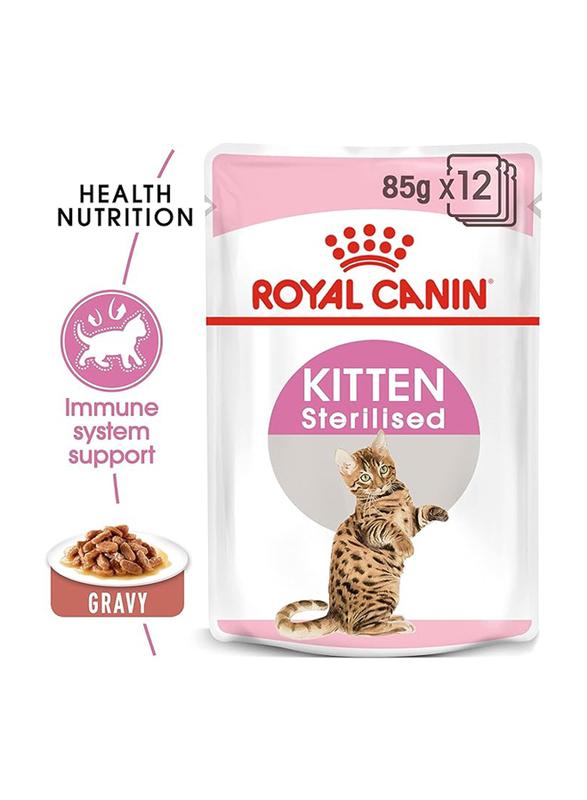 Royal Canin Wet Food with Gravy for Sterilized Cats for Up to 6-12 Months Cats, 12 x 85g