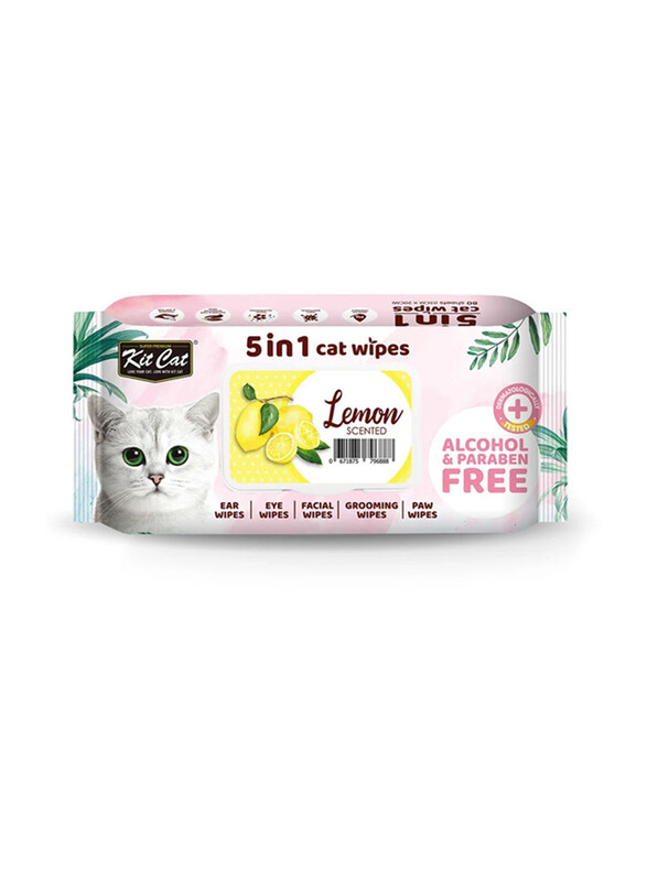 

Kit Cat 5in1 Lemon Scent Cat Wipes, 80 Wipes