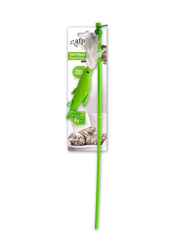 

All for Paws Green Fish & Wand Teaser Cat Toy, Green