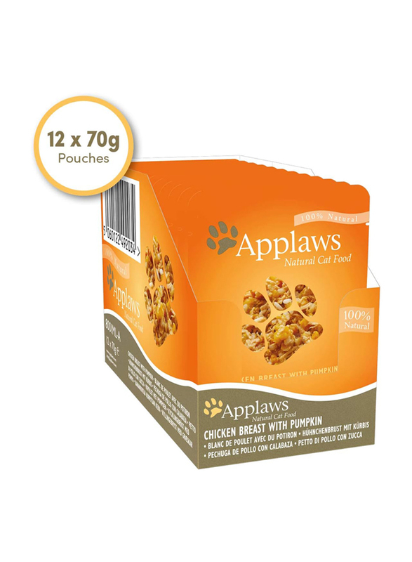 Applaws Natural Chicken Breast & Pumpkin Wet Cat Food, 12 x 70g