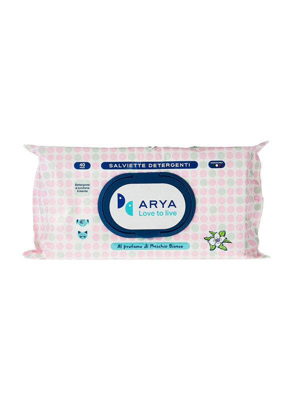 

Arya Musk Scent Pet Wet Wipes, 40 Sheets, White
