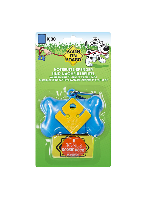 

Bags On Board Pet Waste Bag Dispenser with 30 Refill Bags, Blue