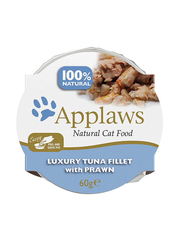 Applaws Natural Luxury Tuna Fillet with Prawns Wet Cat Food, 60g