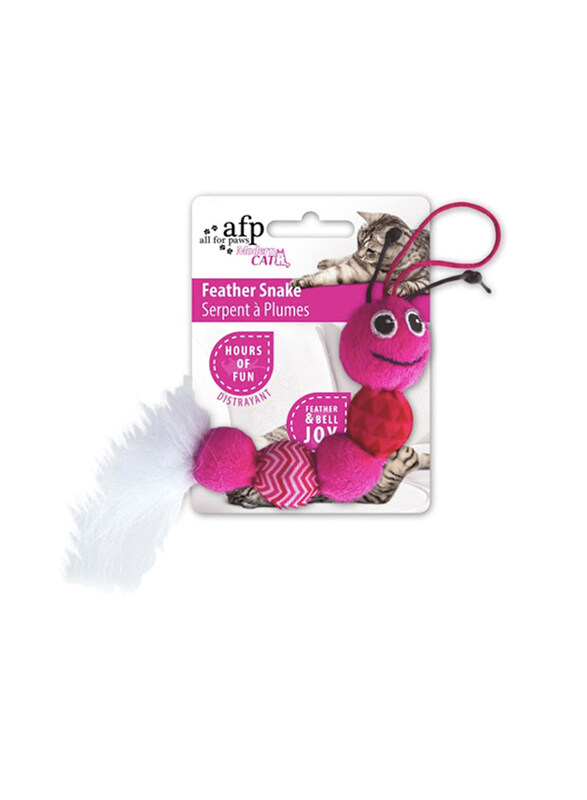 

All for Paws Feather Snake Plush Toy with Bell for Cats, 1 Piece, Pink