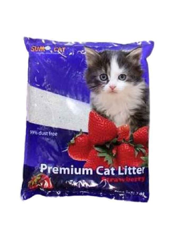 Sumo Cat Premium Clumping Strawberry Scented Cat Litter, 10 Liter, White