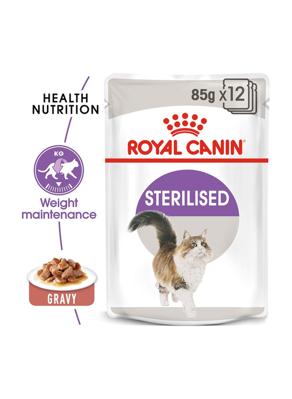 Royal Canin Feline Health Nutrition Sterilised Wet Cat Food, 12 x 85g