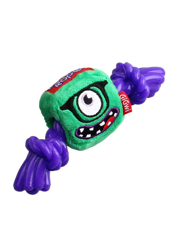 

Gigwi Monster Squeaky Tug Dog Toy with Rope, Small, Multicolour