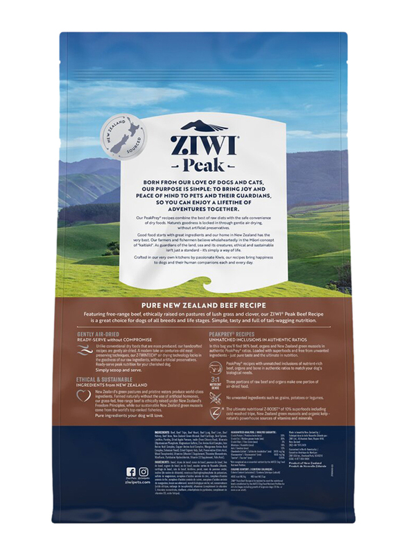 Ziwi Peak Air Dried Free Range Beef Recipe Dog Dry Food, 4 Kg