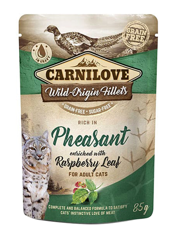 Carnilove Pheasant Enriched With Raspberry Leaves for Adult Cats Wet Food, 24 x 85gm