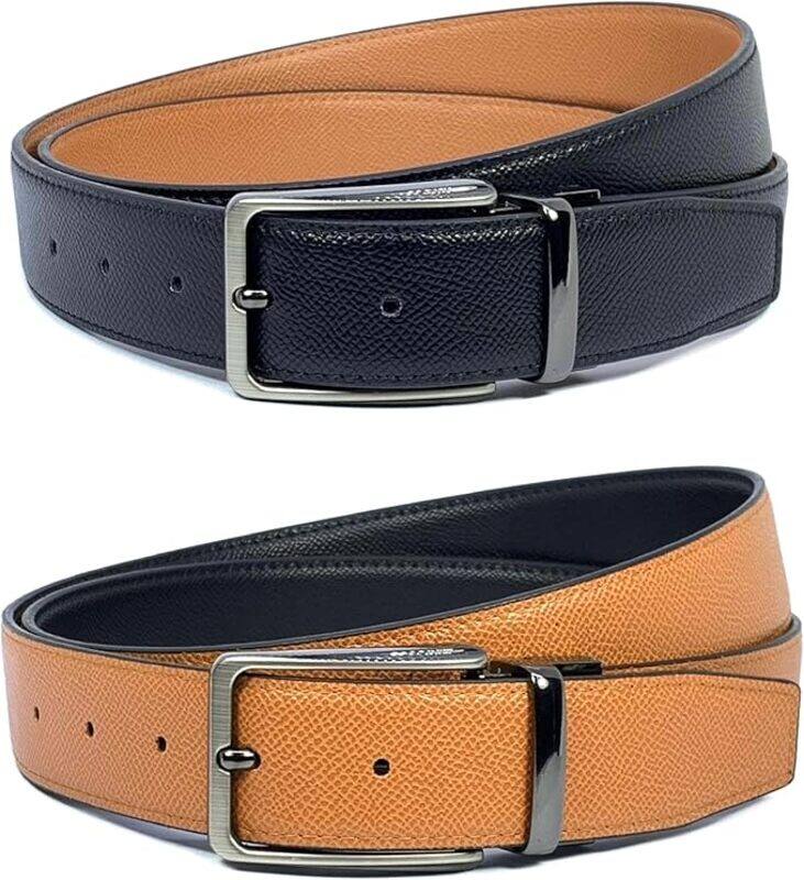 

Focus Faux Leather Reversible Belt for Men Formal Belt Men with Flip Reverse Buckle Black & Brown Men's Belt for Formal Wear Gifts for Men, Pack of 11