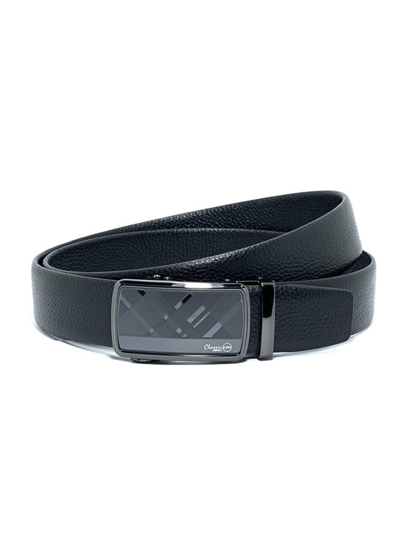 

Classic Milano Mens Dress Belt with Automatic Click Buckle & Elegant Gift Box, Leather, ALTHQ 3705-7, 38, Black