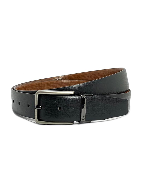 

Classic Milano Mens Belt with Reversible Pin Buckle, Genuine Leather, R/V IMP GALLON, 36, Black/Tan