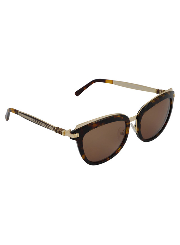 Rusace Full-Rim Square Gold Sunglasses for Women, 58 Gradient Brown Lens, Rus2005-C01
