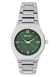 Rusace Analog Watch for Women with Stainless Steel Band, RSC-L70469-SMGR, Silver-Green