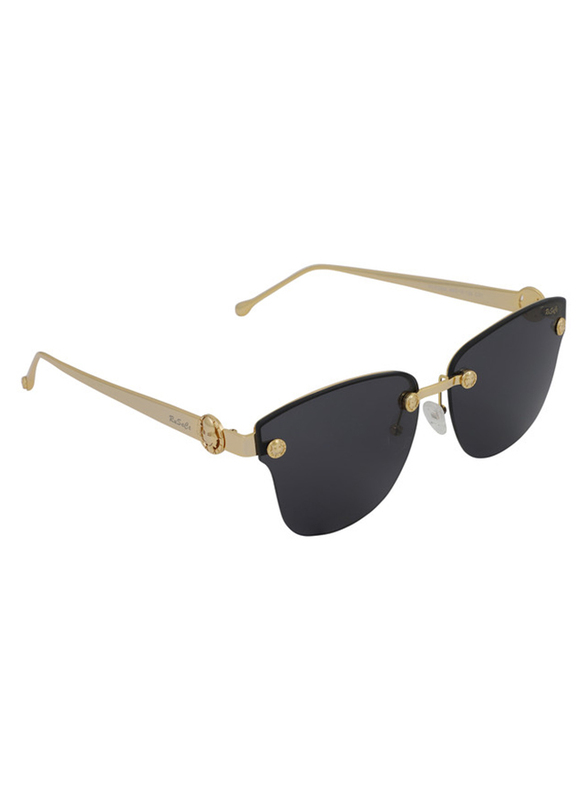Rusace Full-Rim Square Gold Sunglasses for Women, 60 Black Lens, Rus2004-C01