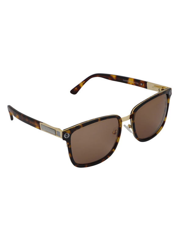 Rusace Full-Rim Square Gold Sunglasses for Men, 58 Brown Lens, Rus2003-C03