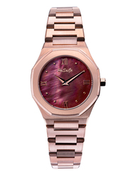 Rusace Analog Watch for Women with Stainless Steel Band, RSC-L70469-RMBR, Rose Gold-Brown