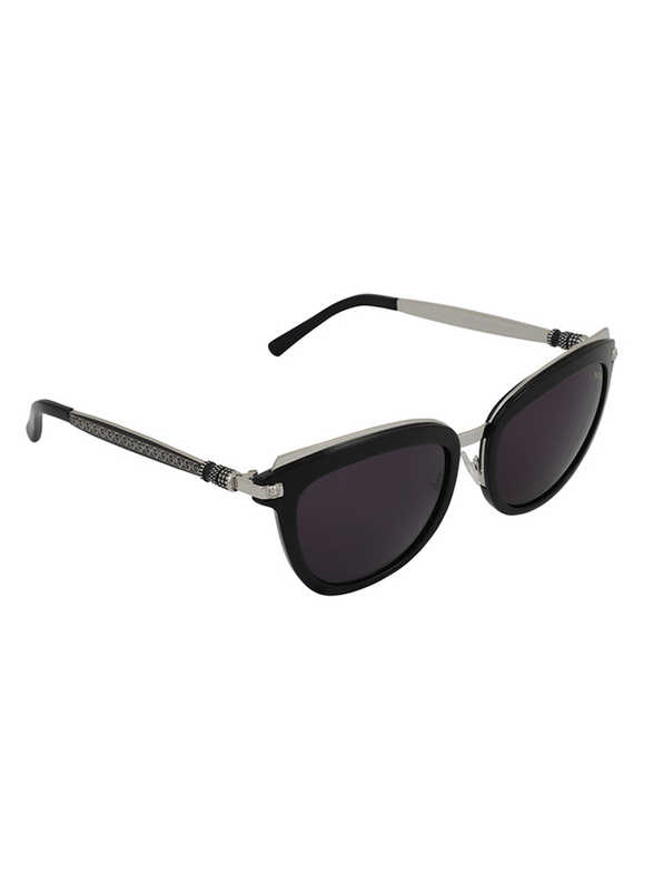 Rusace Full-Rim Rectangle Silver Sunglasses for Women, 58 Black Lens, Rus2005-C02