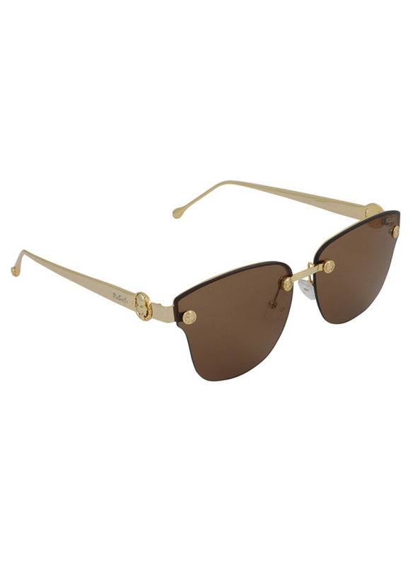 Rusace Full-Rim Square Gold Sunglasses for Women, 60 Gradient Brown Lens, Rus2004-C02