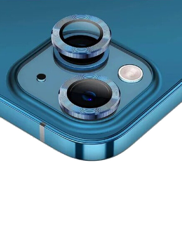 

Generic Apple iPhone 14 Metal Ring Tempered Glass Camera Screen Protector, Blue
