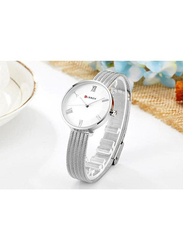 Curren Analog Watch for Women with Stainless Steel Band, Water Resistant, 9020, Silver