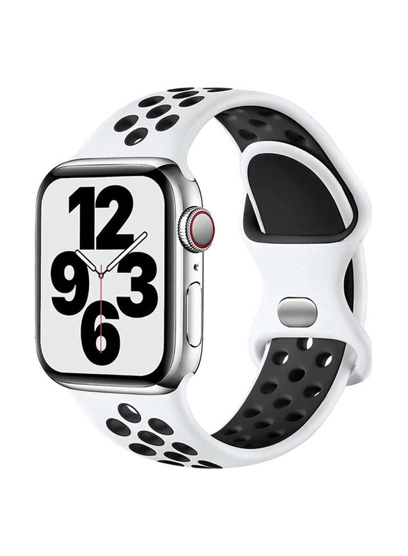 Sport Replacement Wrist Strap Band for Apple Watch 38/40mm, White/Black