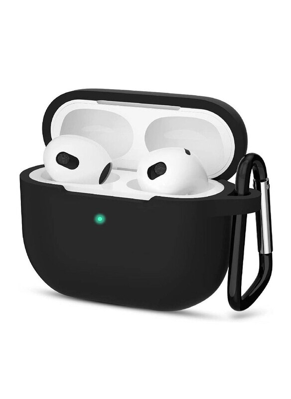 

Generic Protective Case Skin Cover with Keychain and Lock for Apple AirPods 3, Black