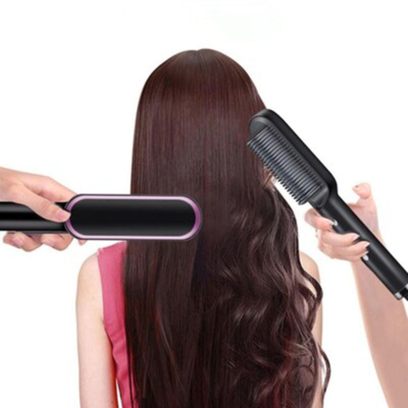 Hair Comb Straighteners Curling Hair Iron Hair Styler Tool, Black