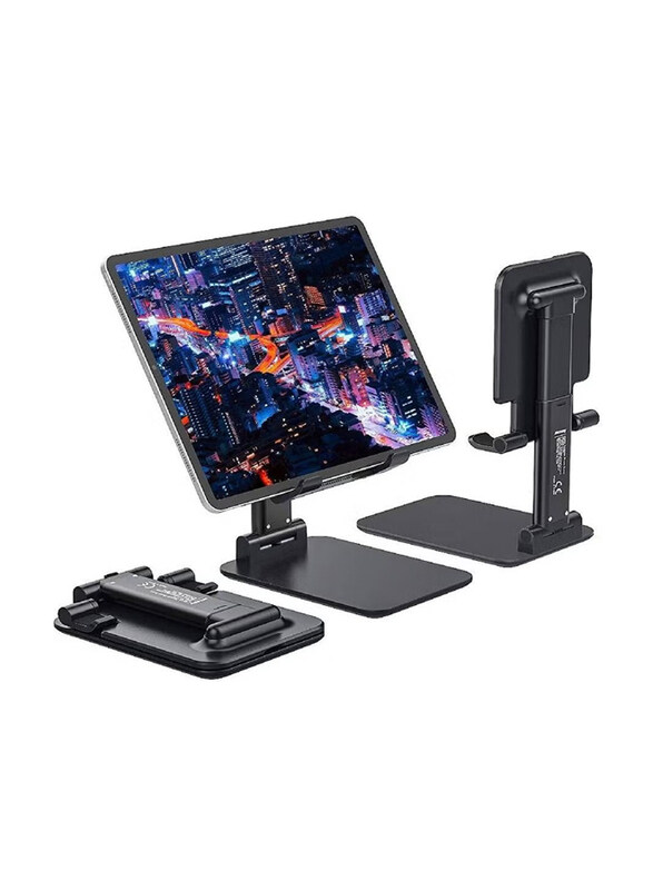 

Generic Extendable Compact Desktop Tablet Stand Holder Cradle Dock Compatible with Smartphones/Tablets, Black