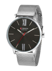 Curren Analog Watch for Men with Stainless Steel Band, Water Resistant, 2487081, Black/Silver