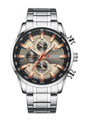 Curren Analog Watch Unisex with Alloy Band, Water Resistant and Chronograph, J4516S-GY-KM, Silver-Multicolour