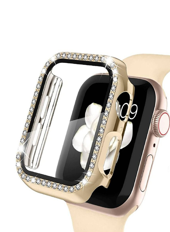 Diamond Apple Watch Cover Guard Shockproof Frame Compatible for Apple Watch 41mm, Gold
