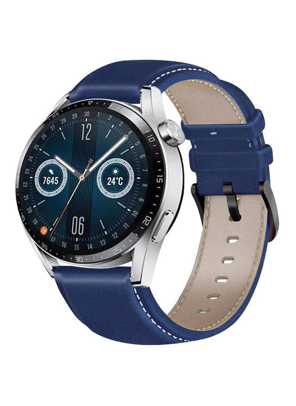 

Generic Replacement Genuine Leather Strap Band for Huawei Watch GT3, Blue