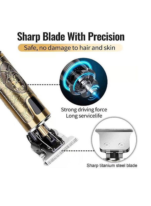 XiuWoo Rechargeable Electric Hair Clippers with LCD Screen, Gold