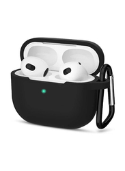 Protective Case Skin Cover with Keychain and Lock for Apple AirPods 3, Black
