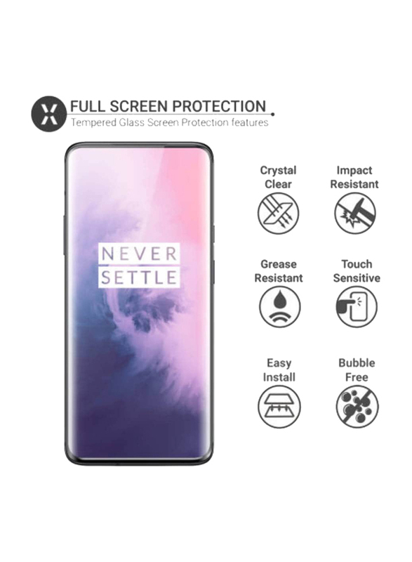 2-Piece Oneplus 7T Pro 5D Glass Screen Protector, Clear/Black